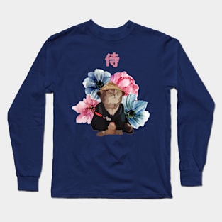 The Cat Samurai Watercolor Long Sleeve T-Shirt